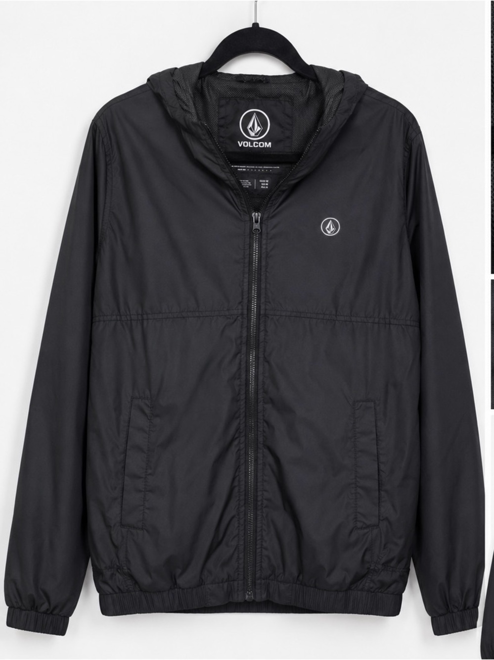 Volcom Hooded Windbreaker Jacket – Men’s Medium – Black Water-Resistant